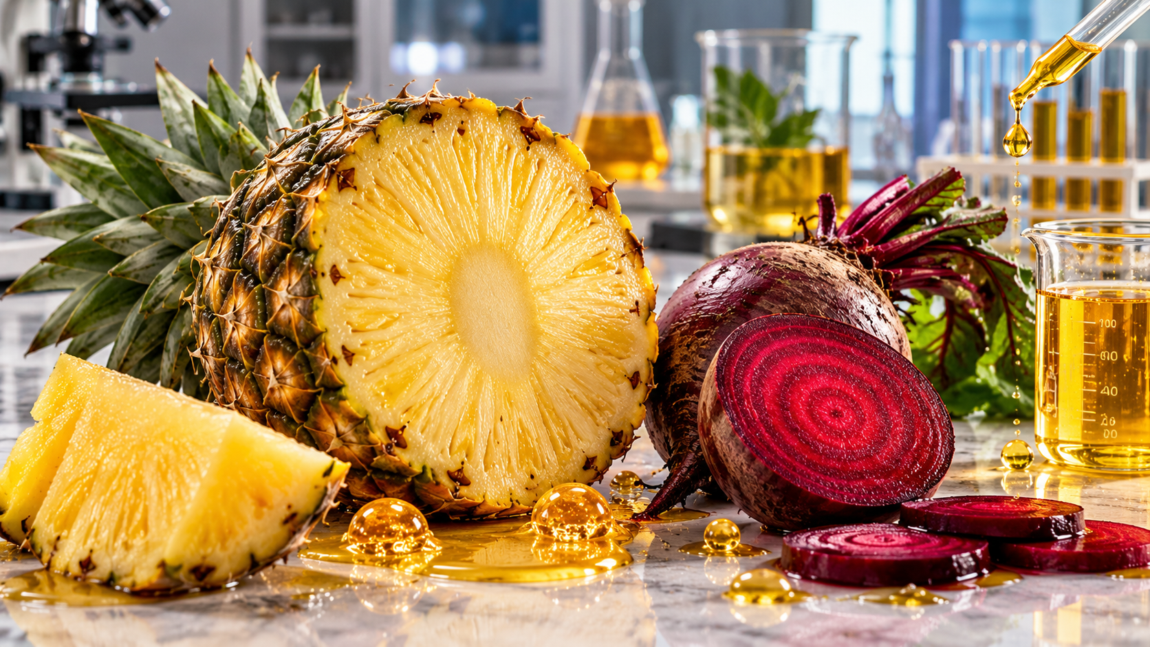 Piña y remolacha frescas